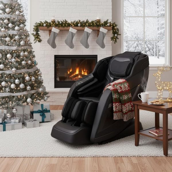 Pro 8500 MAX Black Faux Leather Reclining 4D Massage Chair with Zero Gravity, Heated Lumbar, Extended Dual Rail Tracks