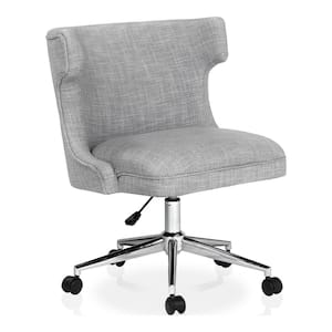 Briar Rose Light Gray Fabric Wingback Swivel Office Chair