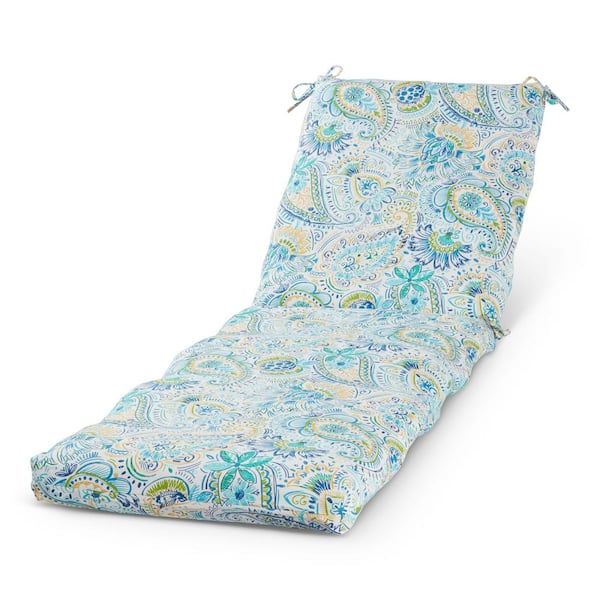 Greendale Home Fashions 23 in. x 73 in. Outdoor Chaise Lounge Cushion in Baltic