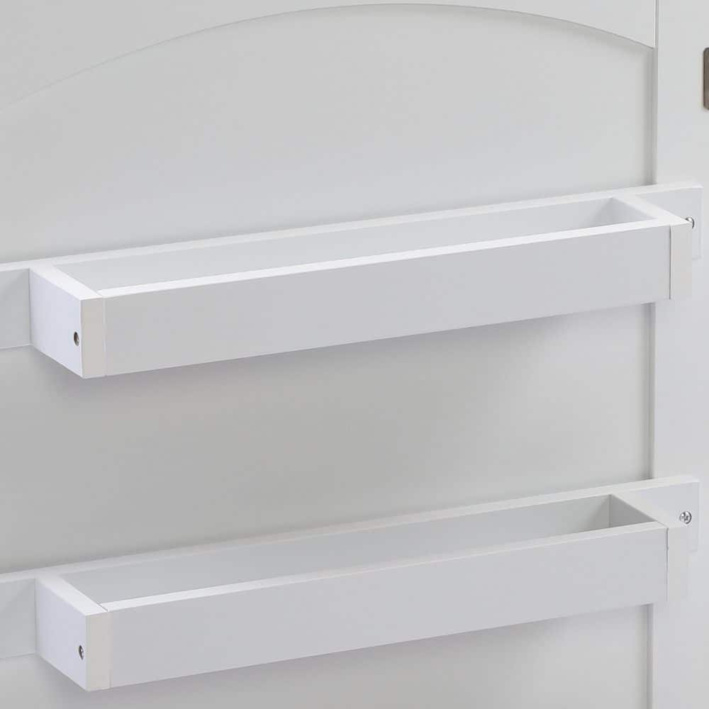 White Folding Sewing Table with Shelves and Wheels