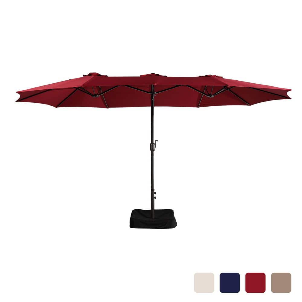 15 ft. Large Double-Sided Outdoor Twin Patio Market Umbrella in Burgundy with Crank and Base price history on PriceWatchPro