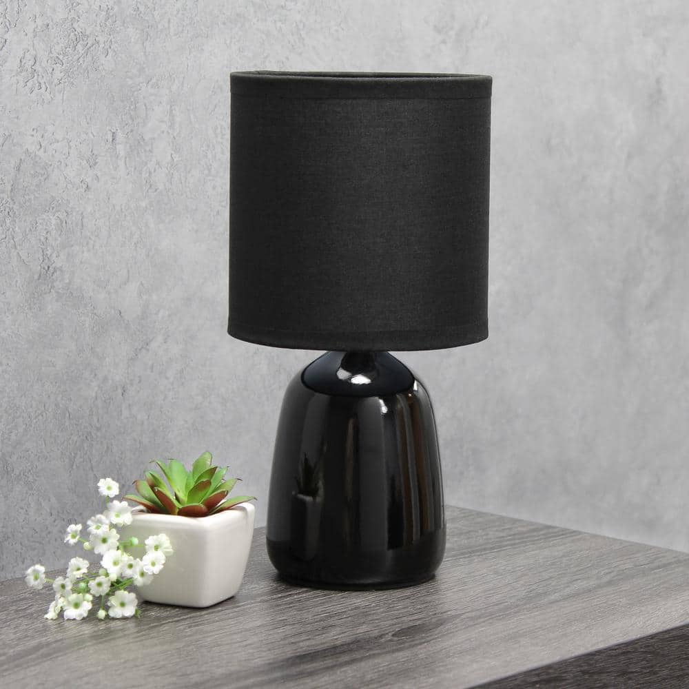 10.04" Black Ceramic Nightstand Lamp with Barrel Shade