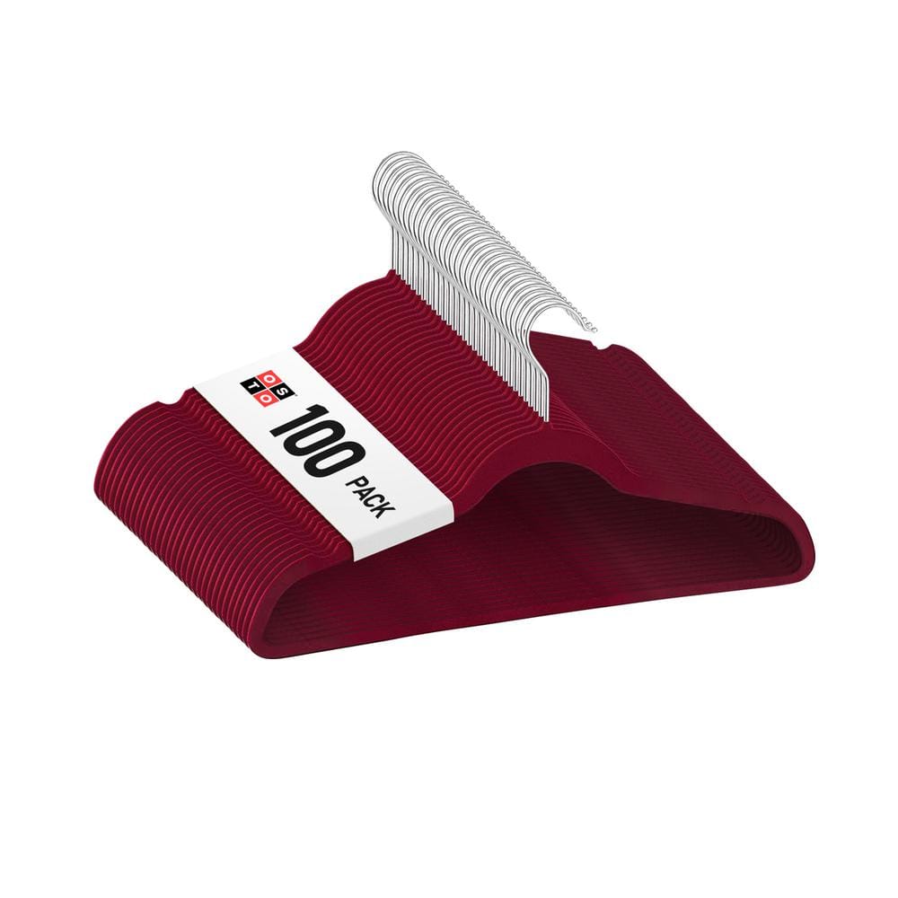 OSTO Maroon Velvet Hangers 100-Pack OV-113-100-BUR-H - The Home Depot