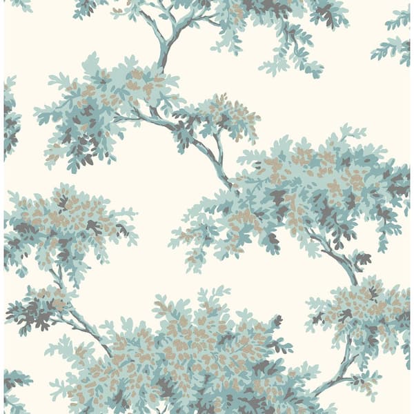 Brewster Home Fashions Ashdown Teal Tree Wallpaper Sample