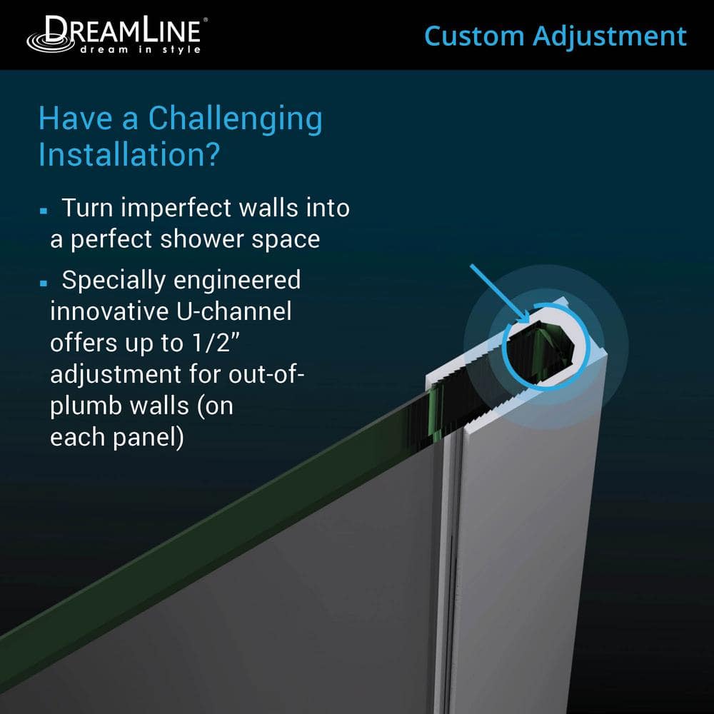 Linea 34'' Frameless Clear Glass Shower Enclosure with Bronze Hardware