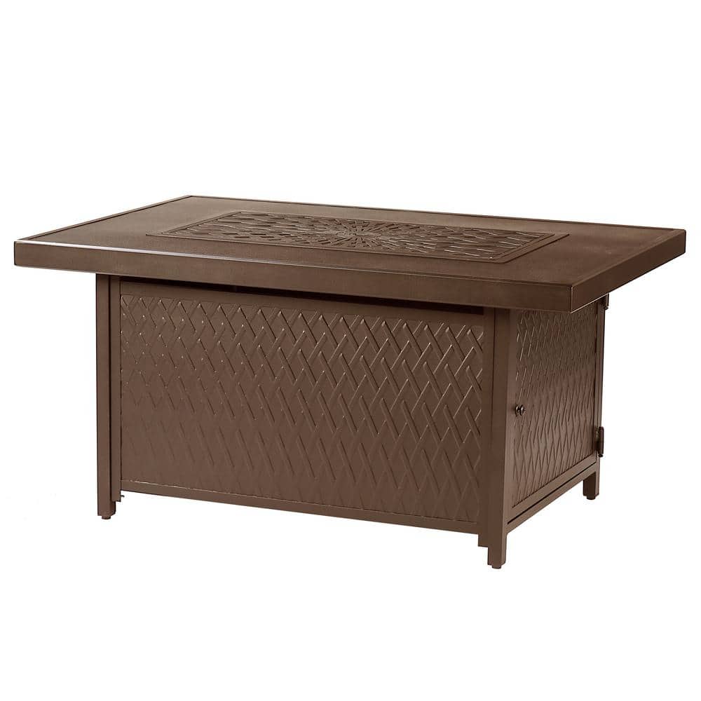 48 in. x 36 in. Brown Rectangular Aluminum Propane Fire Pit Table, Glass Beads, 2 Covers, Lid, 55,000 BTUs price history on PriceWatchPro