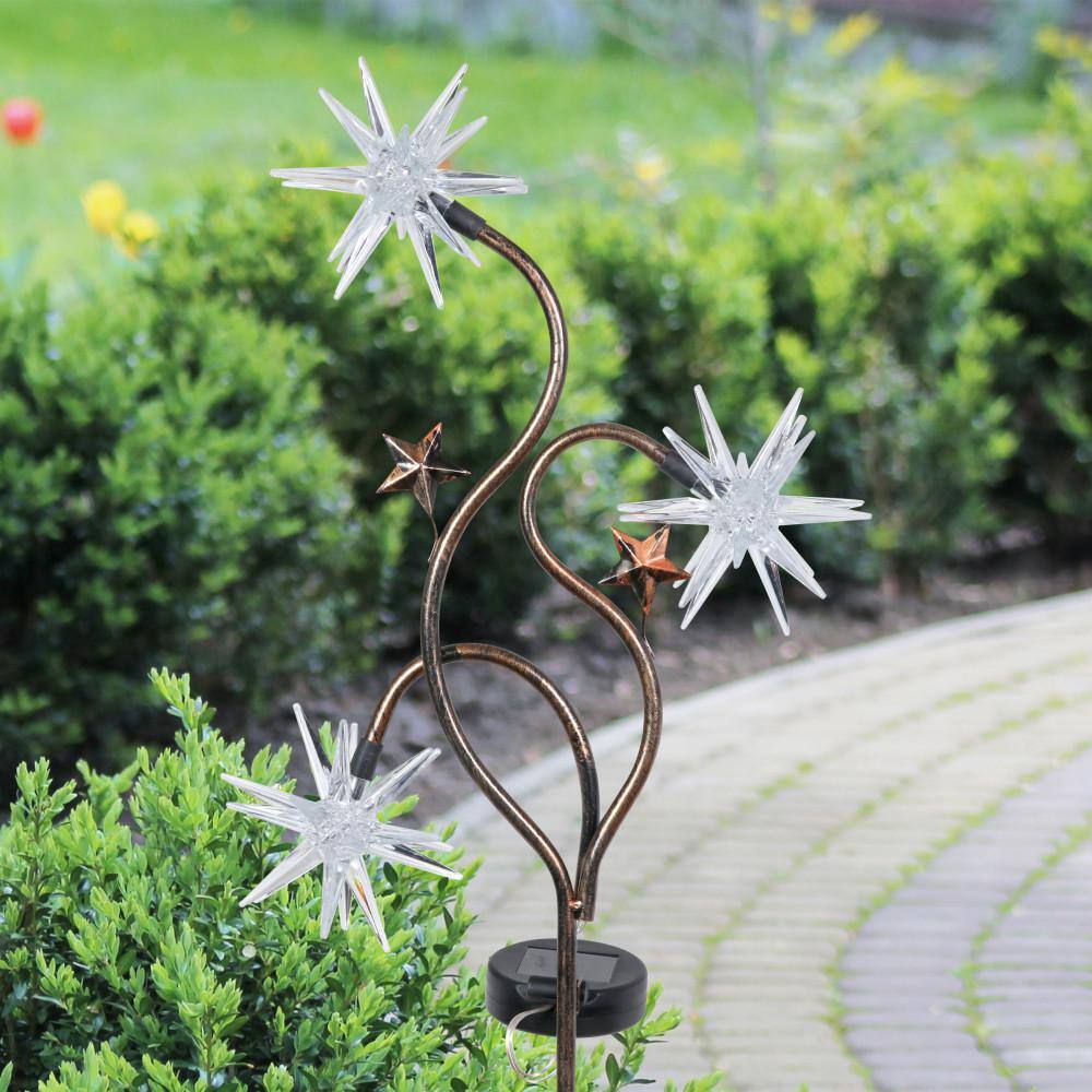 Patriotic Solar Triple Starburst Garden Stake with LED Lights