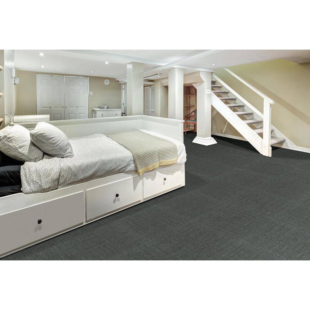 Charcoal 24" x 24" Low Pile Polyester Carpet Tile