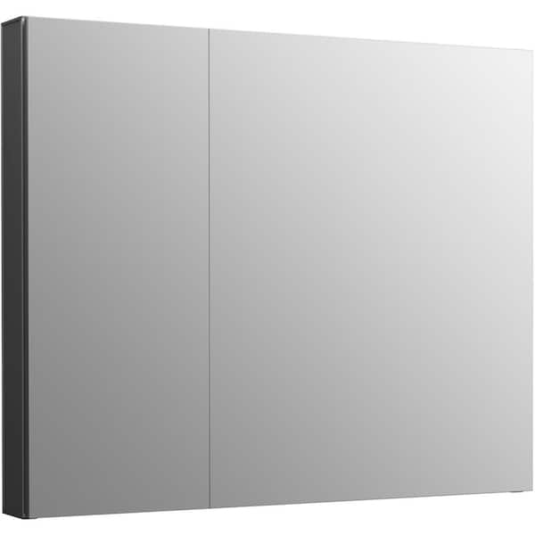 Maxstow 30 in. x 24 in. Surface-Mount Medicine Cabinet with Mirror in Dark Anodized Aluminum
