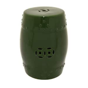 18 in. Green Round Ceramic Plant Stand with 1-Tier