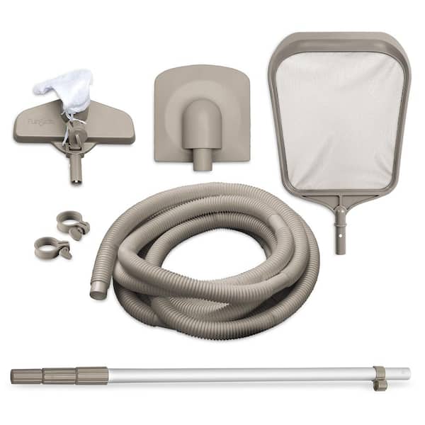 Funsicle Deluxe Maintenance Kit for Above Ground Pools, with Adjustable Pole, Water Hose, Vacuum Adapter and Skimmer, Warm Gray