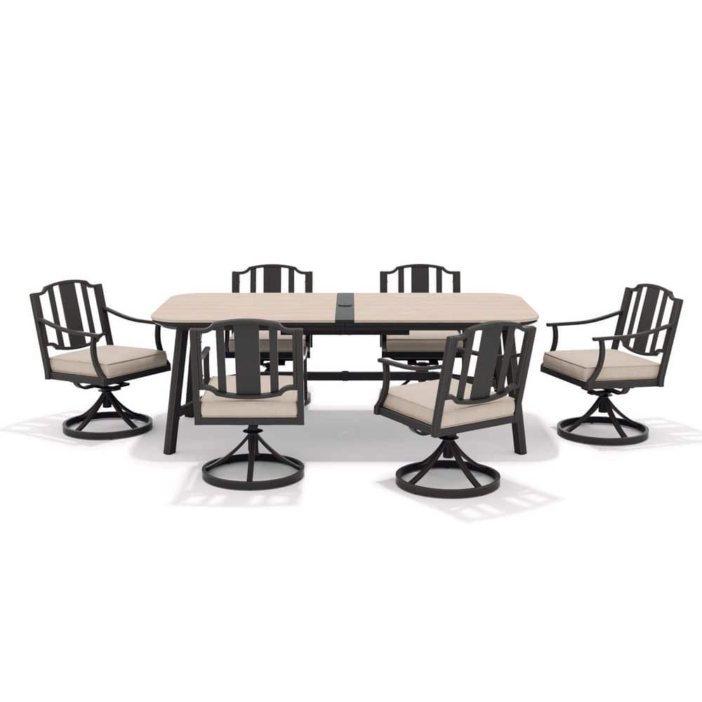 Brandon 7-Piece Aluminum Outdoor Dining Set with Cushions and Swivel Dining Chairs price history on PriceWatchPro