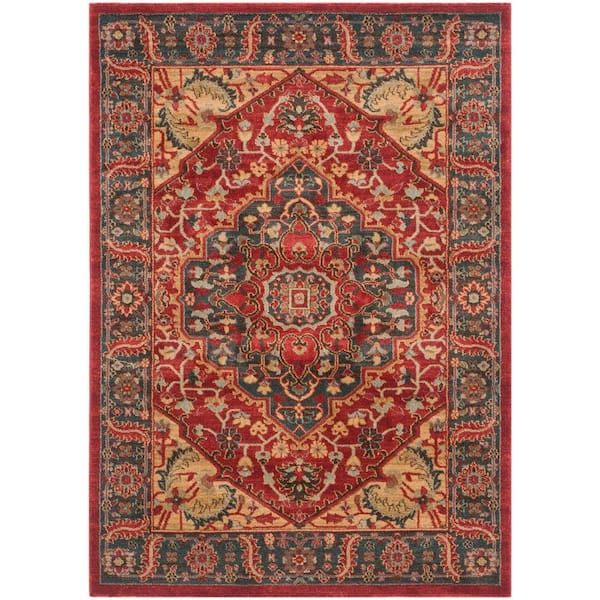 SAFAVIEH Mahal Navy/Red 4 ft. x 6 ft. Border Medallion Area Rug