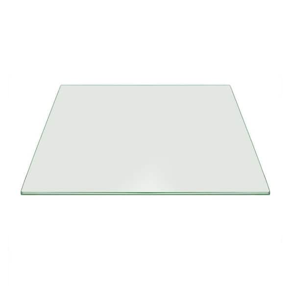 Fab Glass and Mirror 38 in. Clear Square Glass Table Top 3/8 in. Thick Pencil Polish Tempered Touch Corners