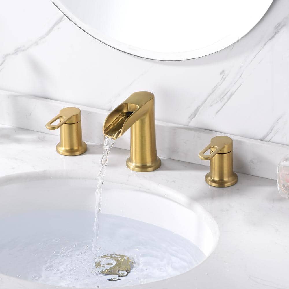 VividFall 8-inch Brushed Gold Widespread 2-Handle Bathroom Faucet