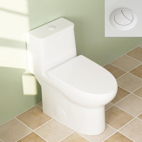 DEERVALLEY Ursa 12 in. Rough In 1-Piece 1.1/1.6 GPF Dual Flush Elongated ADA Compliant Toilet in White Seat with White Button