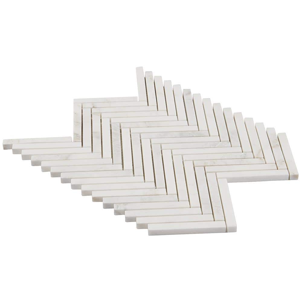 White Herringbone Marble Mosaic Tile for Walls and Floors