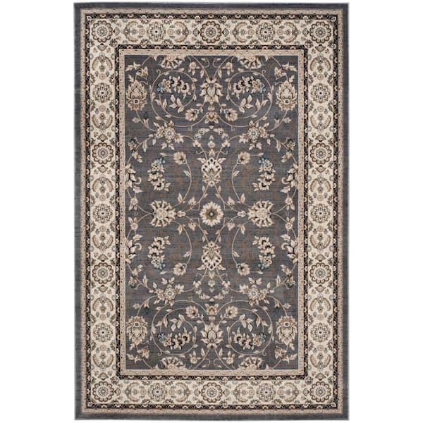 SAFAVIEH Lyndhurst Gray/Cream 9 ft. x 12 ft. Antique Speckled Floral Area Rug