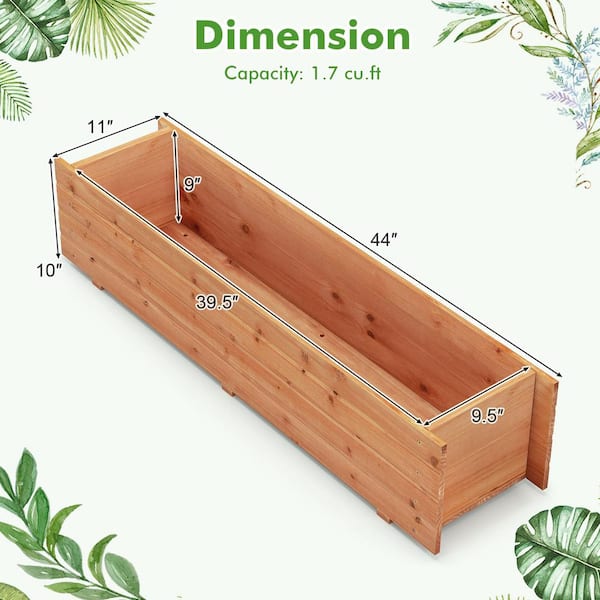 FORCLOVER Fir Wood Raised Planter Box with 2 Drainage Holes and 3 Added Bottom Crossbars