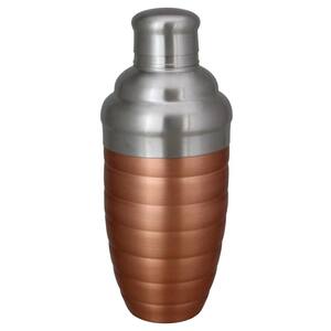 Copper Finished Ribbed Stainless Steel Martini Cocktail Shaker 17 Oz.