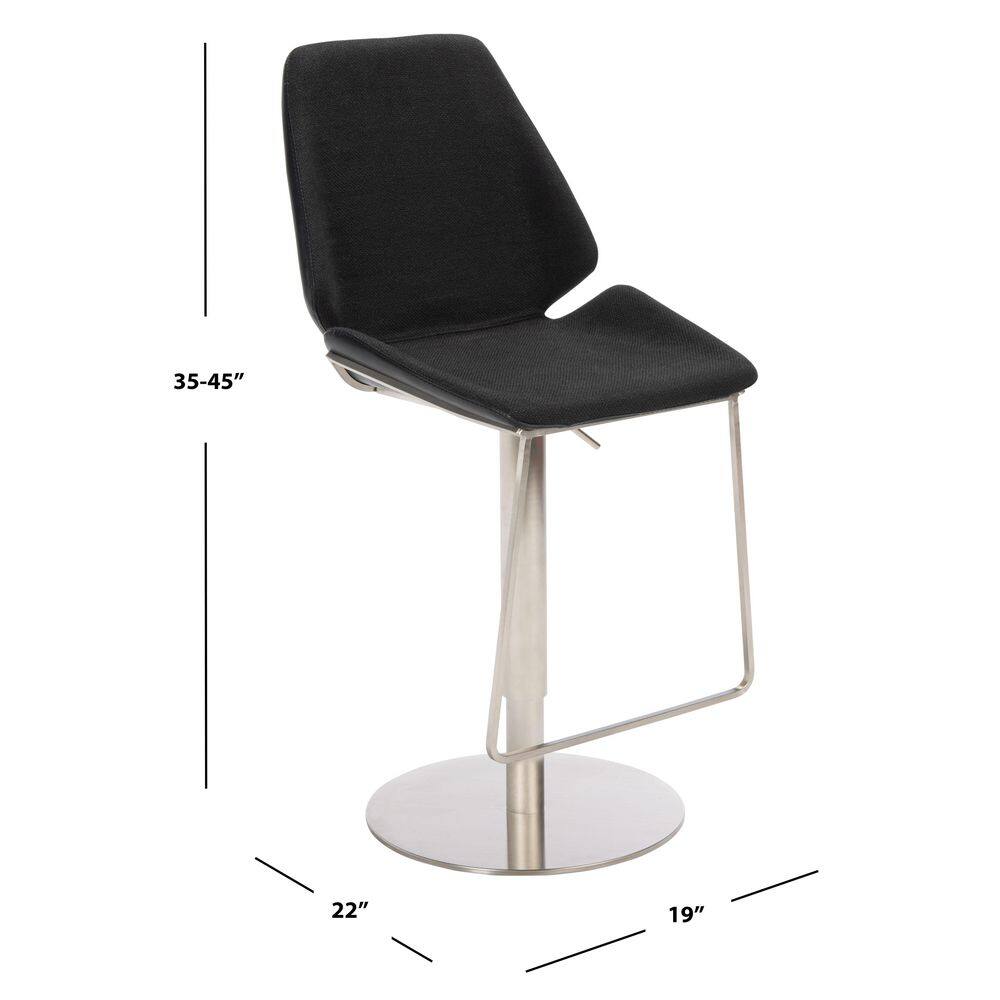 Sleek Saddle-Style 24" Black Leather & Metal Barstool