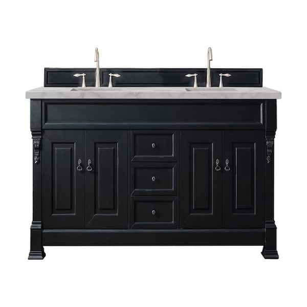 James Martin Vanities Brookfield 72.0 in. W x 23.5 in. D x 34.3 in. H Bathroom Vanity in Antique Black with Victorian Silver Top