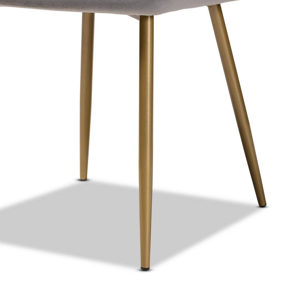 Gavino Grey Velvet and Gold Metal Dining Chair Set
