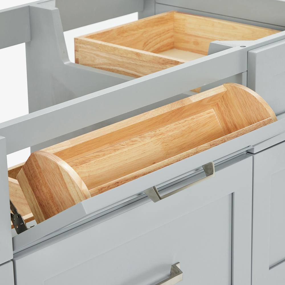 Gray Solid Wood Freestanding Bathroom Vanity with Marble Top