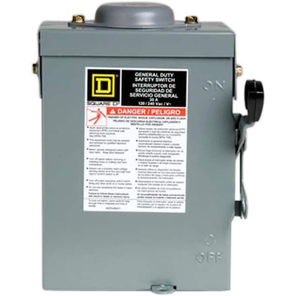 Square D 30 Amp 120-Volt 2-Pole Fused Outdoor General Duty Safety Switch