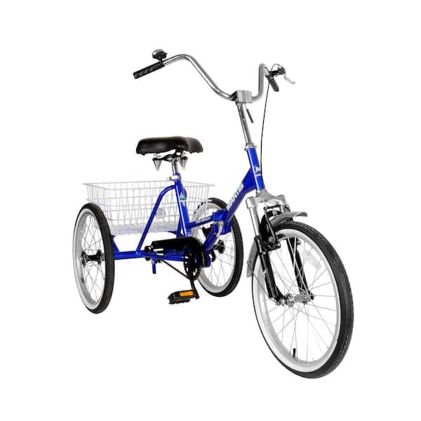 Mantis Tri-Rad Folding Adult Tricycle, 20 in. Wheels, 16 in. Frame, Unisex  in Blue 67520 - The Home Depot