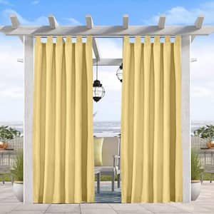 50" x 84" Indoor/Outdoor Thermal Insulated Solid Tab Top Single Curtains Drape for Patio, Buff
