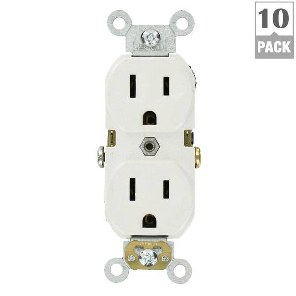Leviton      15 Amp Commercial Grade Duplex Outlet, White (10 Pack)