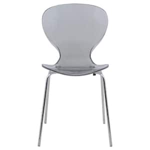 Oyster Transparent Black Modern Plastic and Chrome Side Chair