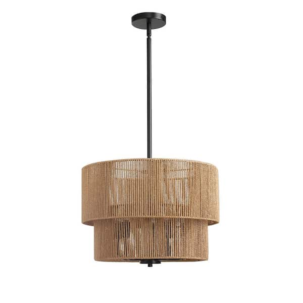 KAISITE 18 in. 5-Light 40W Height Adjustable Black Finish Boho