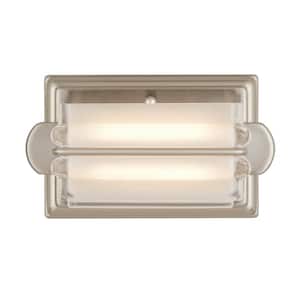 Saltarell 8-Watt Brushed Nickel LED Wall Sconce with Clear Etched Glass