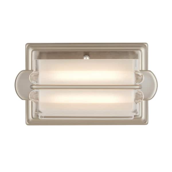 Home Decorators Collection Saltarell 8-Watt Brushed Nickel LED Wall Sconce with Clear Etched Glass