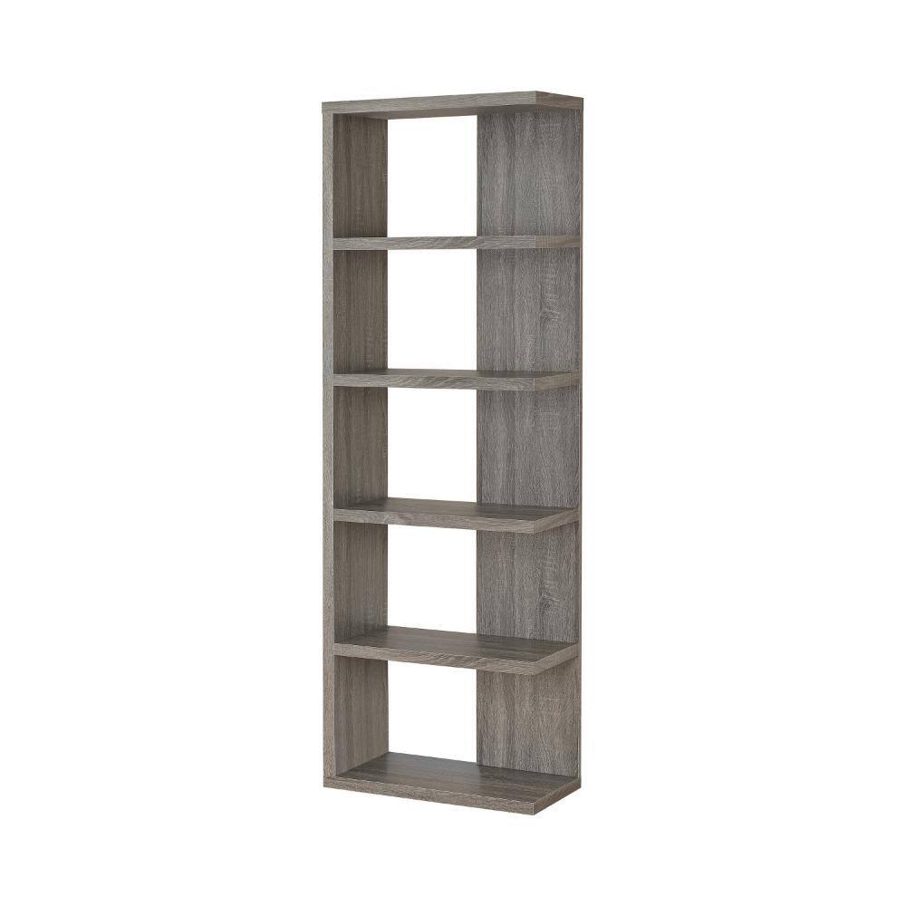 Modern Sleek Gray Wooden Corner Bookcase