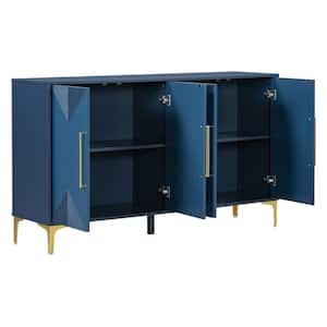 59.8 in. W x 15.7 in. D x 34.6 in. H Bathroom Navy Blue Linen Cabinet