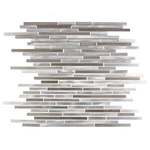 City Lights SF Gray Thin Linear Mosaic 12 in. x 16 in. in. Brushed Aluminum Metal Wall Tile  (0.938 sq. ft.)