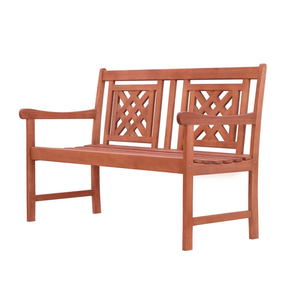 Vifah Malibu 2-Person Wood Outdoor Bench V1836 - The Home Depot