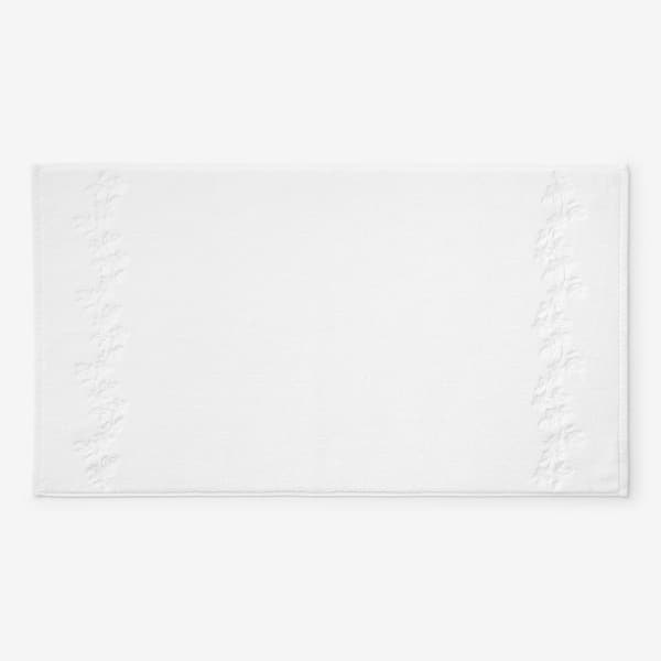 The Company Store Legends Hotel Brighton Embroidered 20 in. x 36 in. White Cotton Bath Mat/Rug
