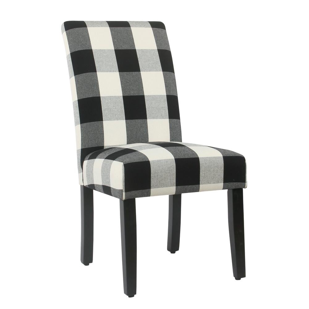Modern Masculine Black Plaid Parsons Side Chair Set