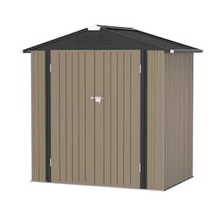 6 ft. W x 4 ft. D Outdoor Storage Brown Metal Shed with Sloping Roof (25 sq. ft.)