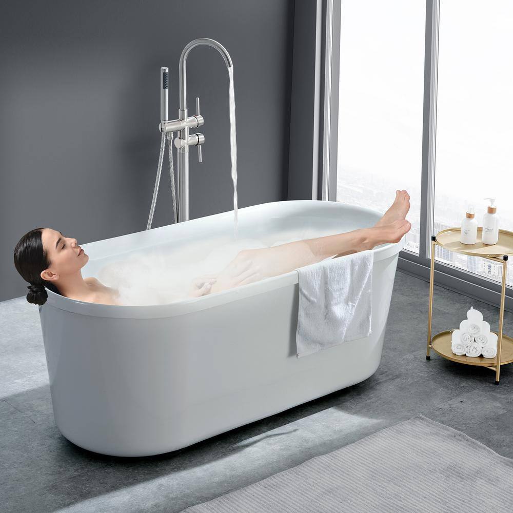 Brushed Nickel Freestanding Bathtub Faucet with Hand Shower