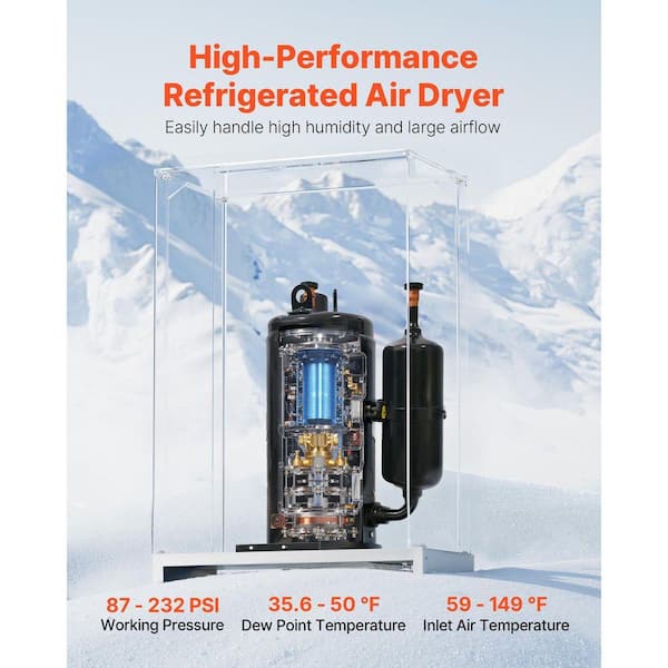 SKYSHALO Compressed Air Dryer, 125 CFM Refrigerated Electric Air