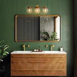 21.7 in. 3-Light Modern Plating Brass Bathroom Vanity Light with Cracked Globe Glass Shades