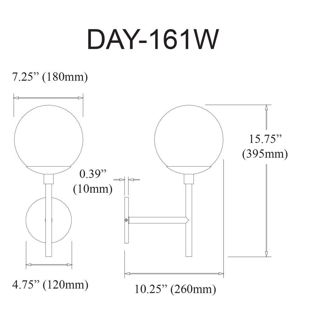 Dayana Aged Brass Dimmable Wall Sconce with White Globe Shade