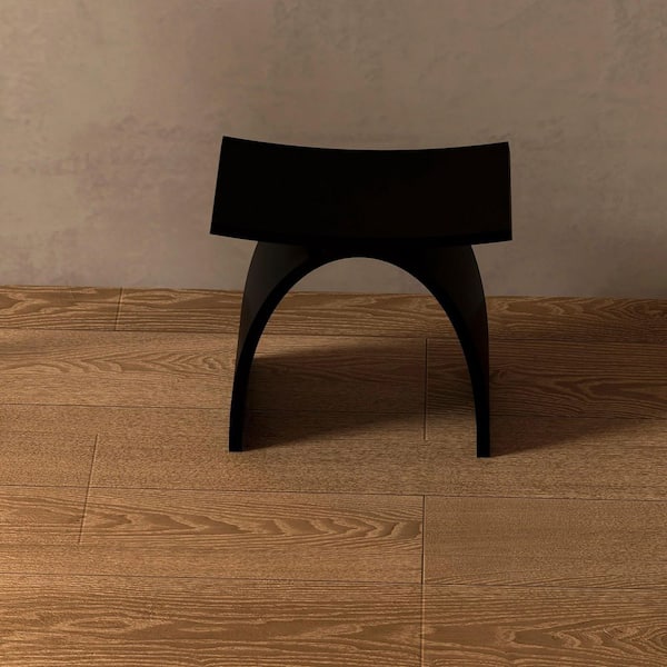 Sotix 16 in. x 9 in. Freestanding Solid Surface Shower Stool Vanity Seat in Black