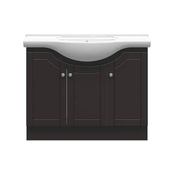 Glacier Bay Highmont 41 in. W x 17-5/8 in. D Vanity in Coffee Bean with Porcelain Vanity Top in Solid White with White Basin