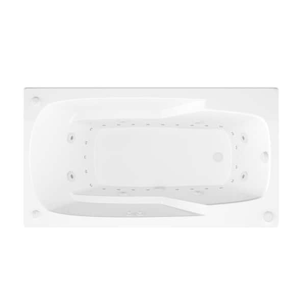 Coral 72 in L x 36 in W Acrylic Rectangular Drop-in Whirlpool Air Bathtub in White